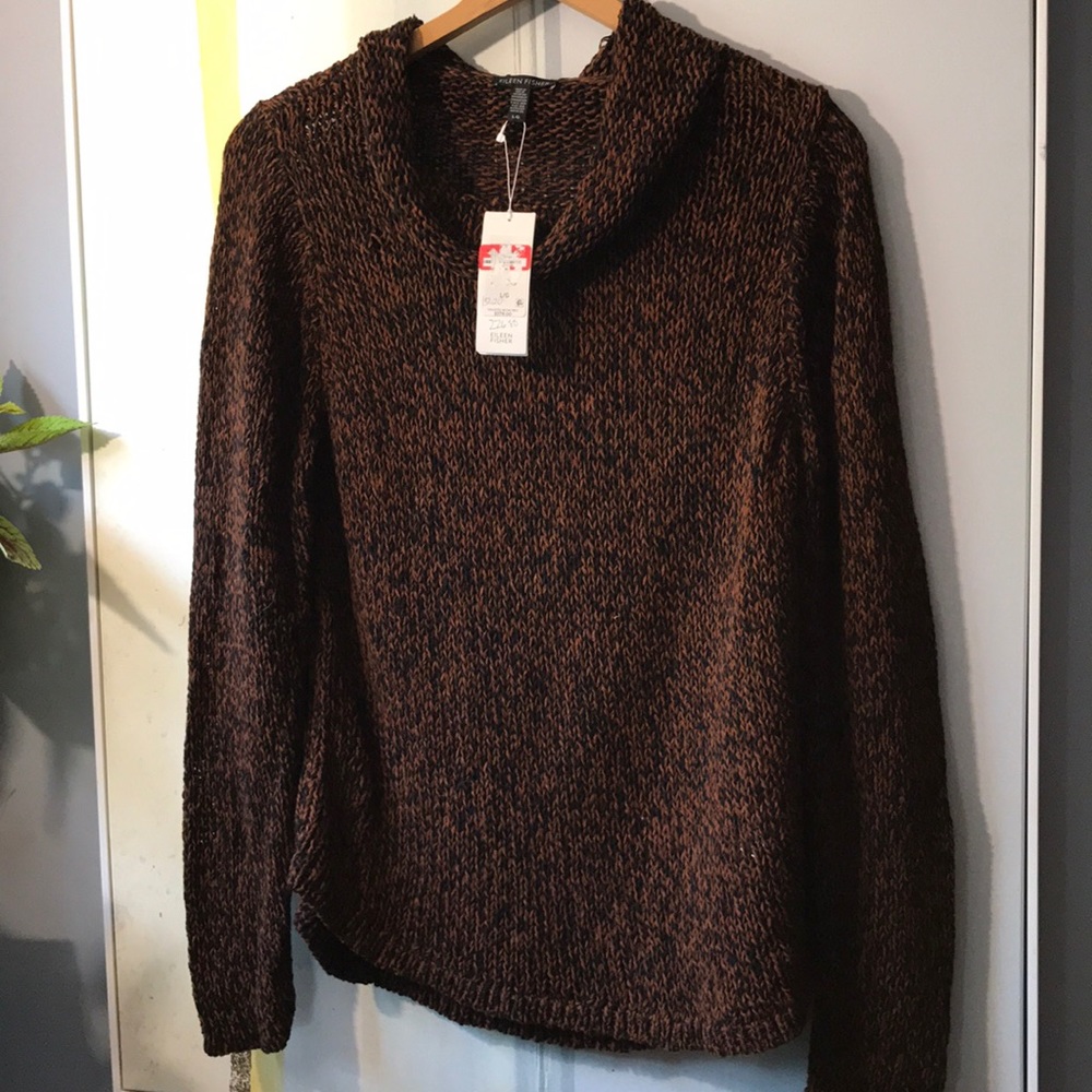 Eileen Fisher Cotton Linen Funnel Neck Sweater *no longer new
